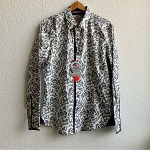 PLATINI Digital Print, Long Sleeve, Cotton, Button Down, Sz L